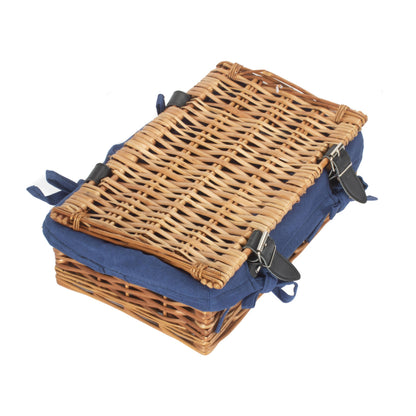 14 Inch Split Willow Hamper with Navy Blue Lining