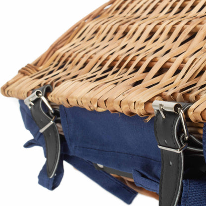 14 Inch Split Willow Hamper with Navy Blue Lining