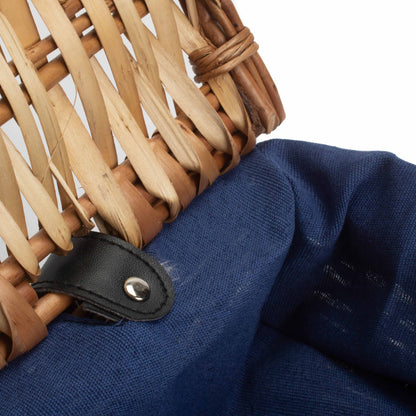14 Inch Split Willow Hamper with Navy Blue Lining
