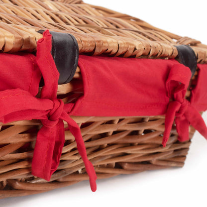 14 Inch Split Willow Hamper with Red Lining