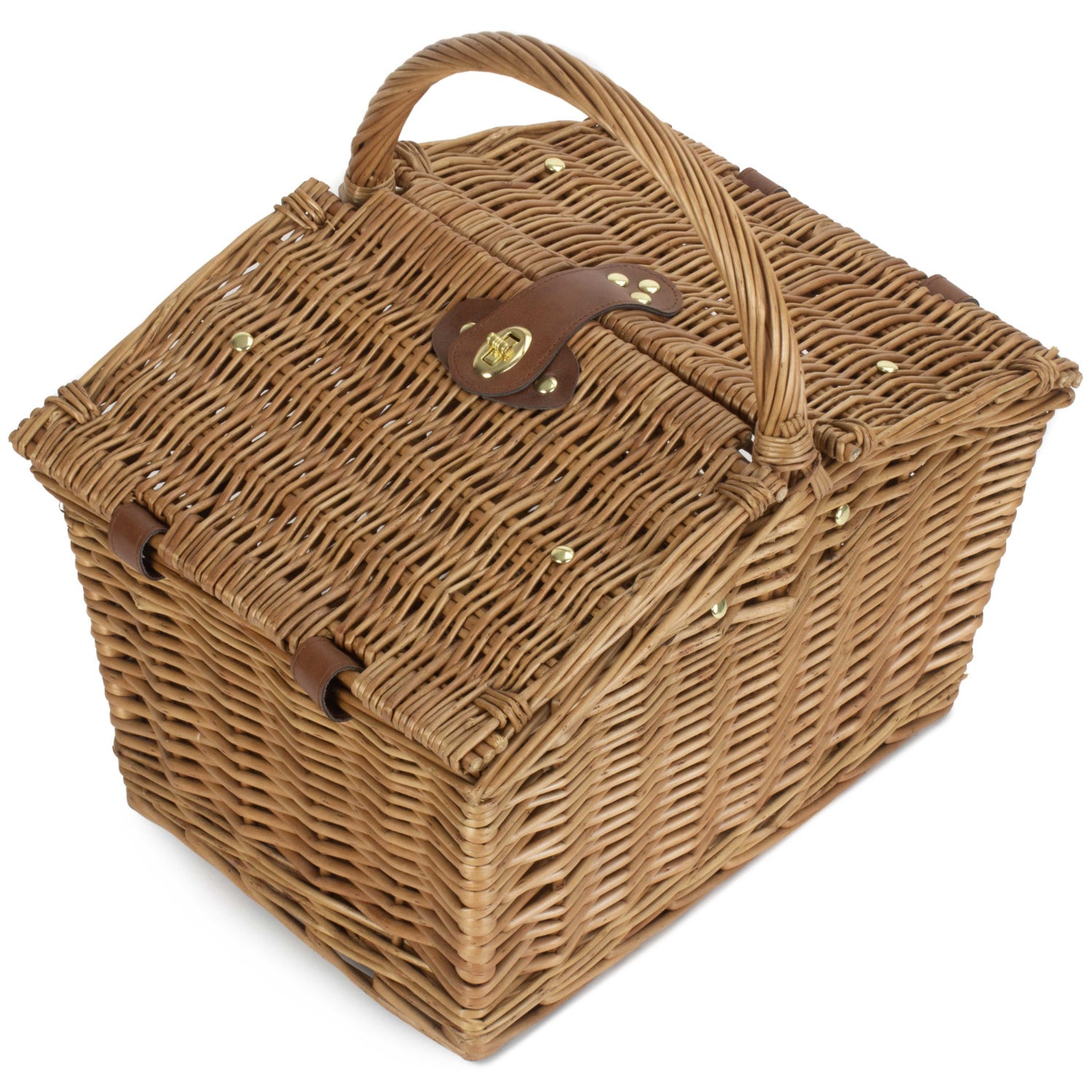 Slope-Sided Light Steamed Willow Picnic Hamper Basket