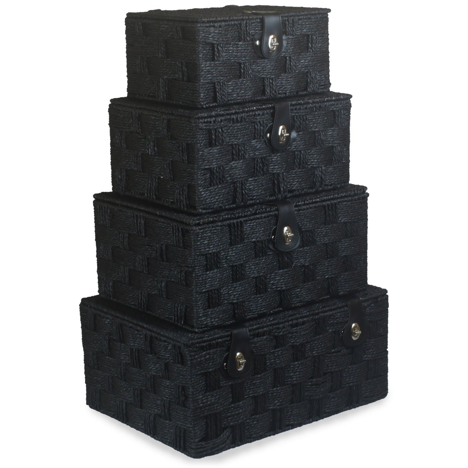 Set of 4 Paper Rope Hampers - Black