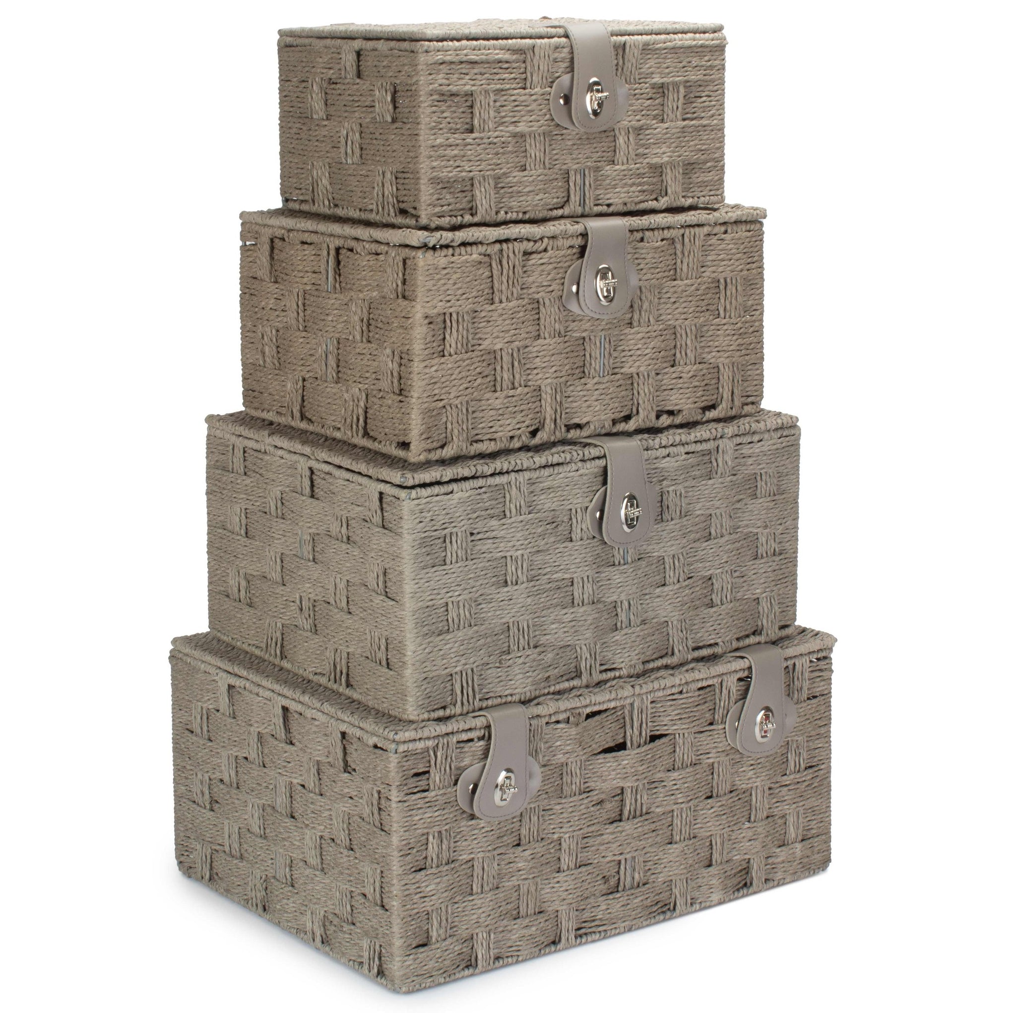 Set of 4 Paper Rope Hampers - Grey