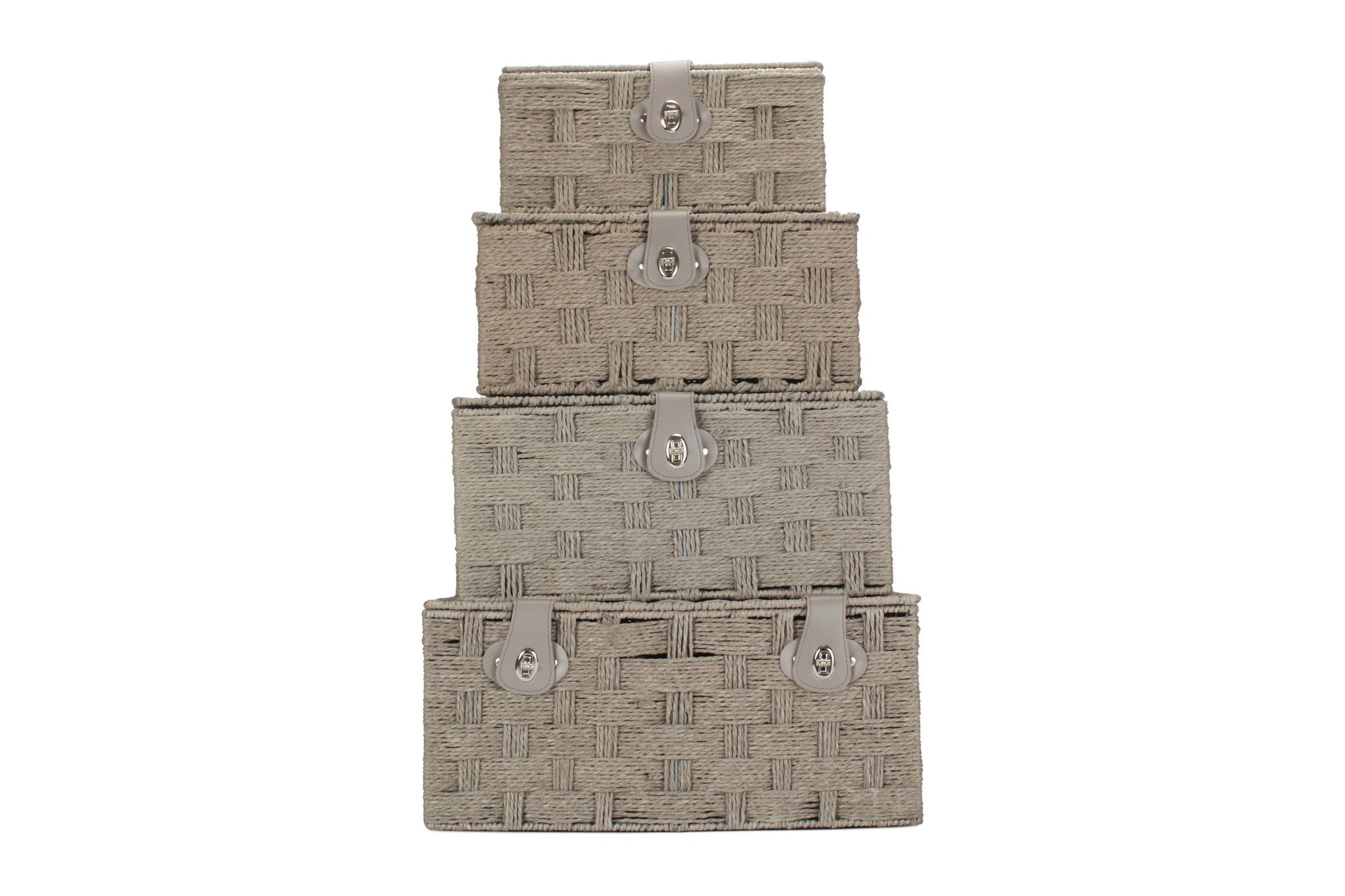 Set of 4 Paper Rope Hampers - Grey