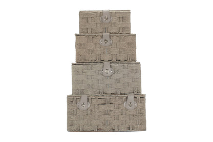 Set of 4 Paper Rope Hampers - Grey