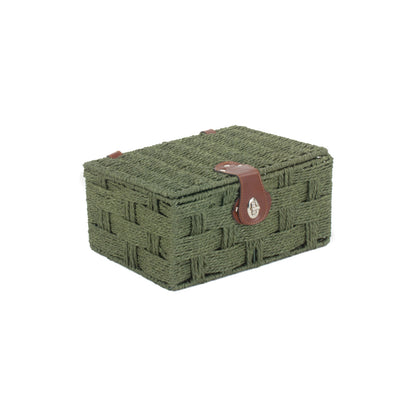 Small Paper Rope Hamper - Forest Green