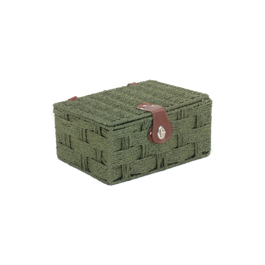 Small Paper Rope Hamper - Forest Green