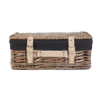 14 Inch Antique Wash Split Willow Hamper with Black Lining