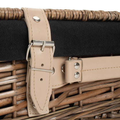 14 Inch Antique Wash Split Willow Hamper with Black Lining