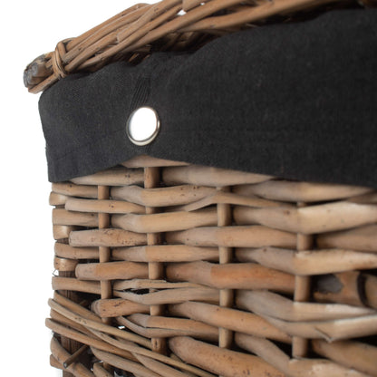 14 Inch Antique Wash Split Willow Hamper with Black Lining