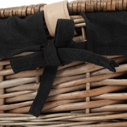 14 Inch Antique Wash Split Willow Hamper with Black Lining