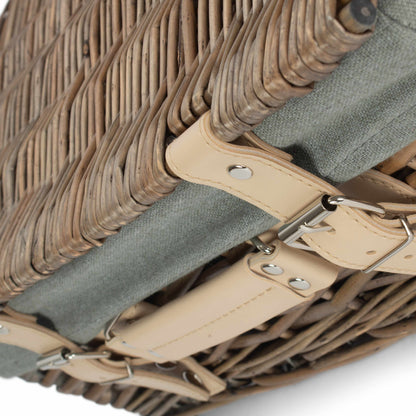 14 Inch Antique Wash Split Willow Hamper with Grey Sage Lining