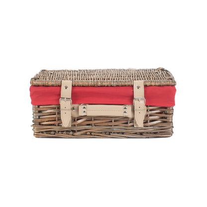 14 Inch Antique Wash Split Willow Hamper with Red Lining