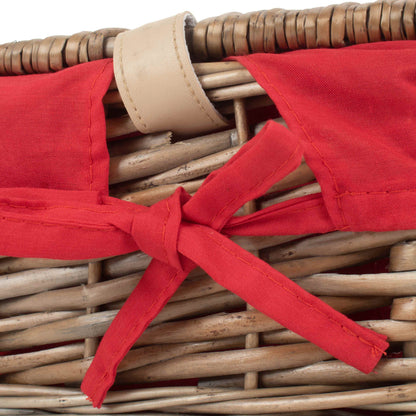 14 Inch Antique Wash Split Willow Hamper with Red Lining
