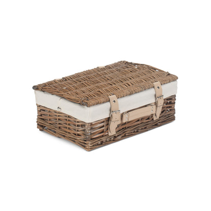 14 Inch Antique Wash Split Willow Hamper with White Lining