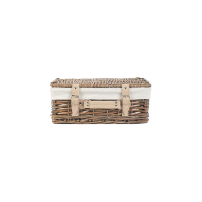 14 Inch Antique Wash Split Willow Hamper with White Lining