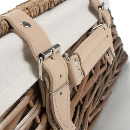 14 Inch Antique Wash Split Willow Hamper with White Lining