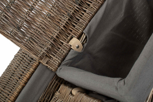 Antique Wash Willow Storage Hamper with Grey Sage Lining Set 3