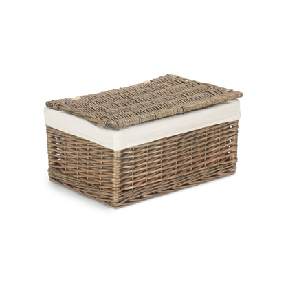 Medium Antique Wash Willow Storage Hamper with White Lining