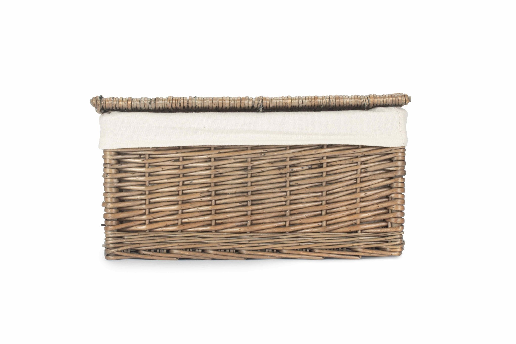 Medium Antique Wash Willow Storage Hamper with White Lining
