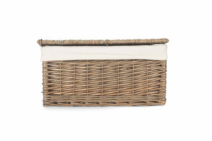 Medium Antique Wash Willow Storage Hamper with White Lining