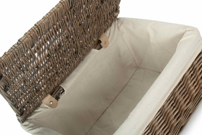 Medium Antique Wash Willow Storage Hamper with White Lining