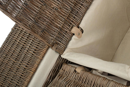 Antique Wash Willow Storage Hamper with White Lining Set 3