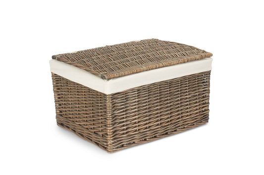 Extra Large Antique Wash Willow Storage Hamper with White Lining
