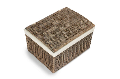Extra Large Antique Wash Willow Storage Hamper with White Lining