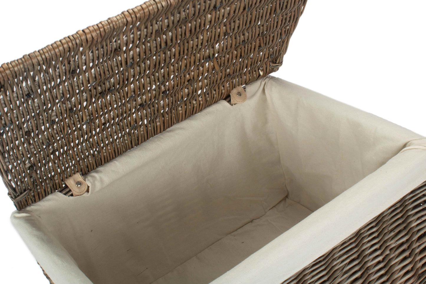 Extra Large Antique Wash Willow Storage Hamper with White Lining