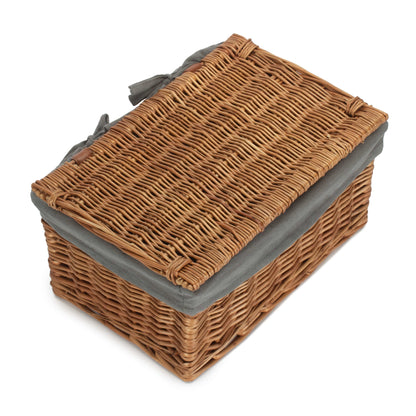 Medium Double Steamed Willow Storage Hamper with Grey Sage Lining