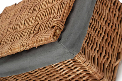 Medium Double Steamed Willow Storage Hamper with Grey Sage Lining