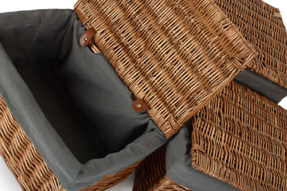 Double Steamed Storage Willow Hamper with Grey Sage Lining Set 3
