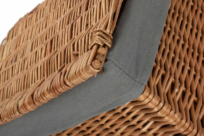 Large Double Steamed WIllow Storage Hamper with Grey Sage Lining