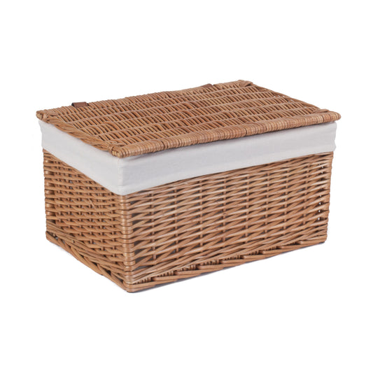 Large Double Steamed WIllow Storage Hamper with White Lining