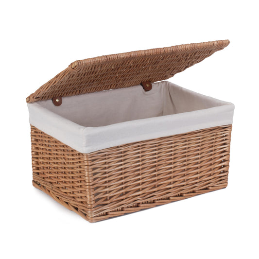 Large Double Steamed WIllow Storage Hamper with White Lining
