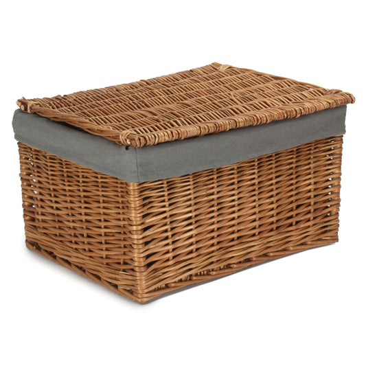 Extra Large Double Steamed Willow Storage Hamper with Grey Sage Lining