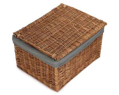 Extra Large Double Steamed Willow Storage Hamper with Grey Sage Lining