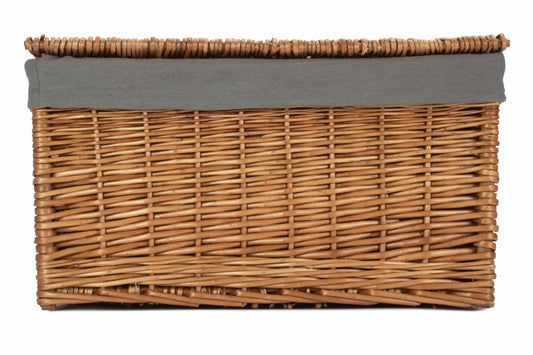 Extra Large Double Steamed Willow Storage Hamper with Grey Sage Lining