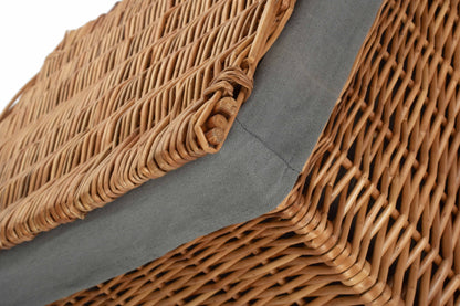 Extra Large Double Steamed Willow Storage Hamper with Grey Sage Lining