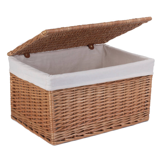 Extra Large Double Steamed Willow Storage Hamper with White Lining