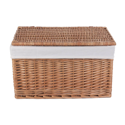 Extra Large Double Steamed Willow Storage Hamper with White Lining