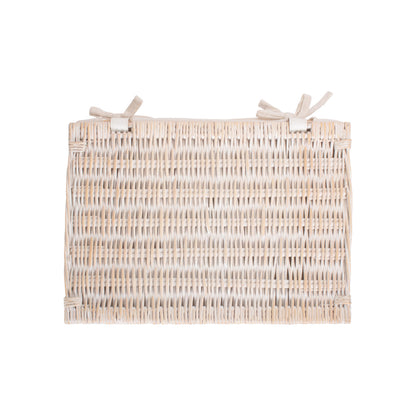 Large White Wash Finish Willow Storage Hamper with White Lining