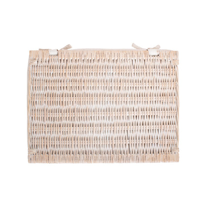 Extra Large White Wash Finish Willow Storage Hamper with White Lining