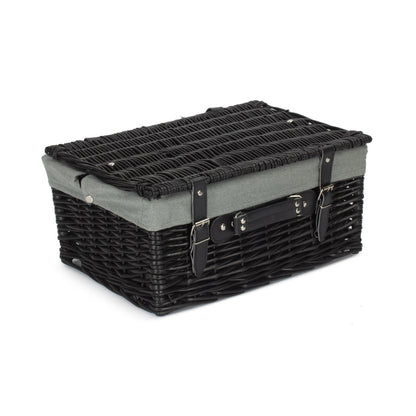 16 Inch Black Willow Hamper with Grey Sage Lining
