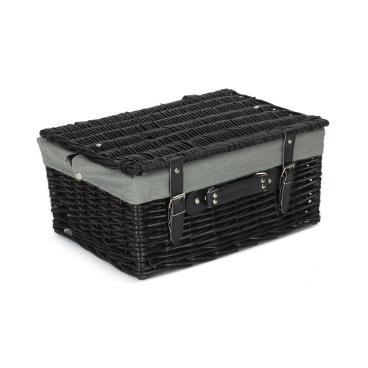 16 Inch Black Willow Hamper with Grey Sage Lining
