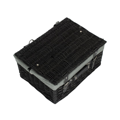 16 Inch Black Willow Hamper with Grey Sage Lining