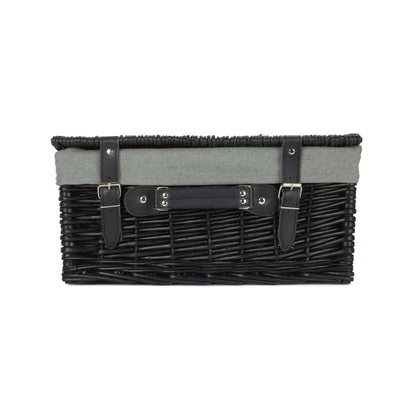 16 Inch Black Willow Hamper with Grey Sage Lining
