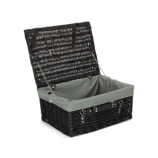 16 Inch Black Willow Hamper with Grey Sage Lining