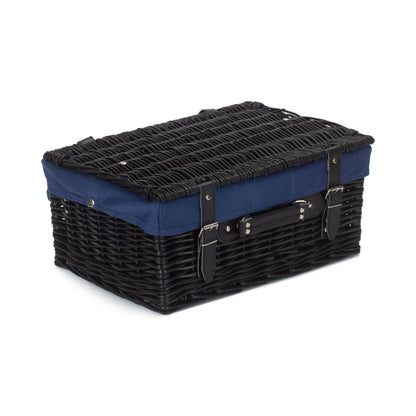 16 Inch Black Willow Hamper with Navy Blue Lining